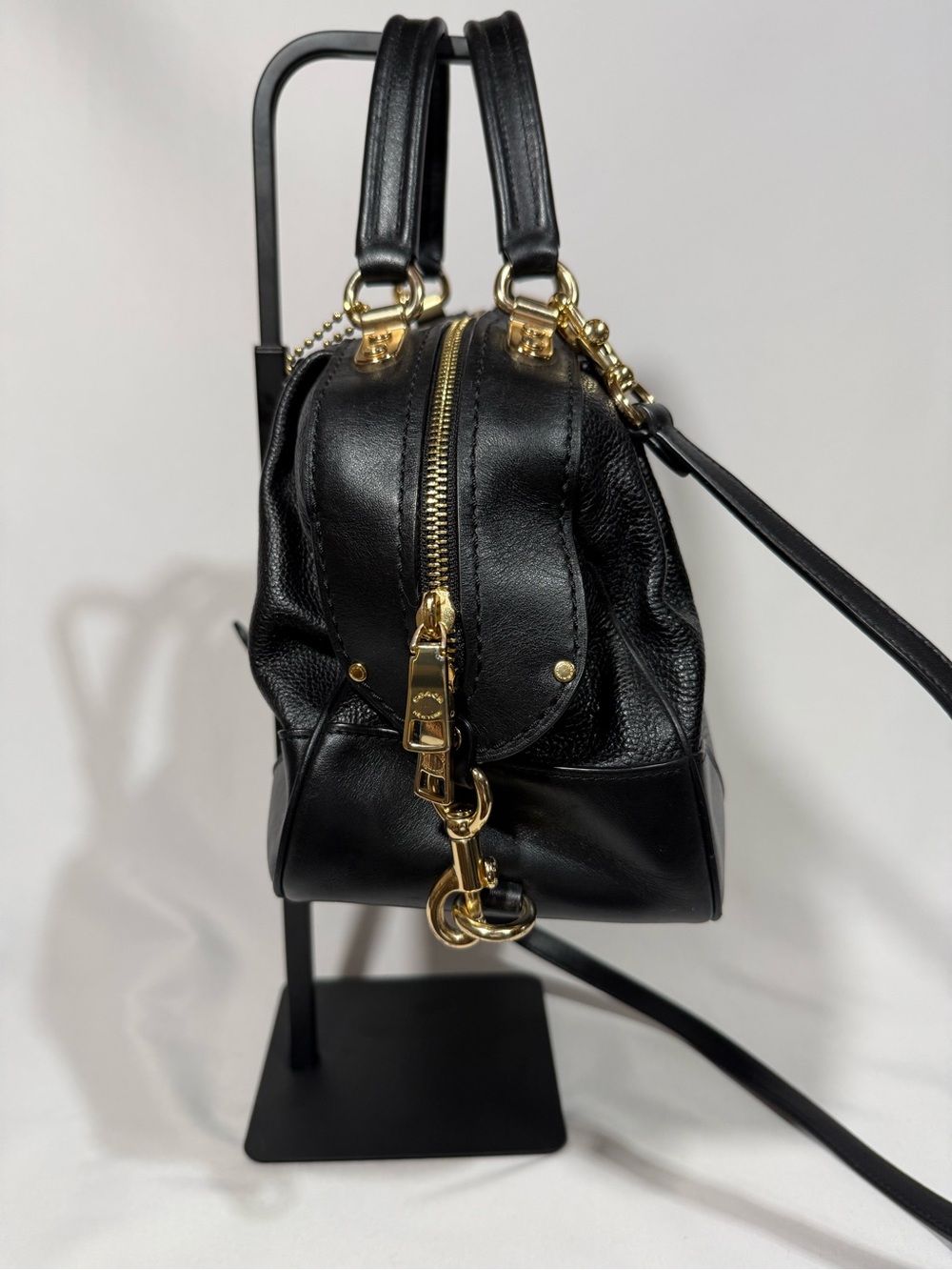 Coach Black Leather Lane Satchel Bag - Picture 4 of 9
